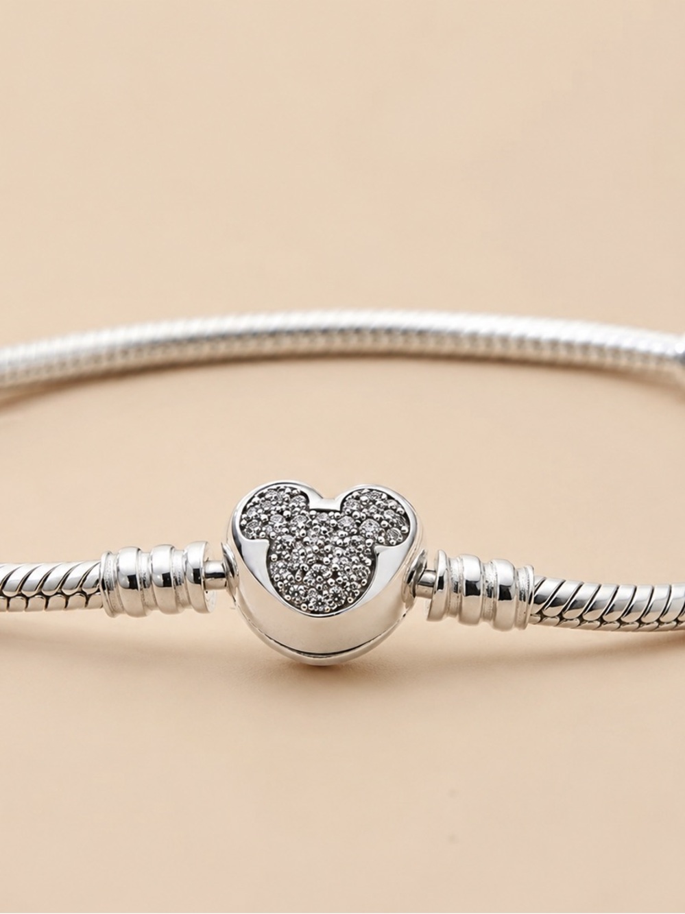 Pandora Silver Heart Mouse Pavé Charm Bracelet